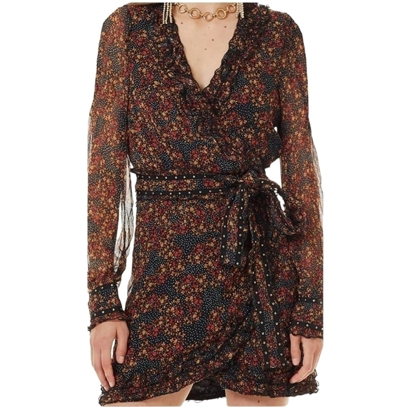 STEVIE May - Monarch Mini Wrap Around Dress Metal Studded Belt Size: L - Picture 3 of 16